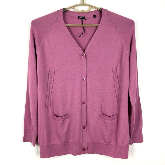 ASPESI Pink V-Neck Wool Cardigan Sweater NEW pockets - Picture 1 of 12